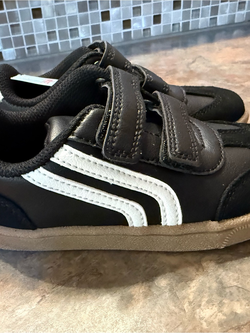 Target Kids Black Sneakers with White Stripe - Velcro Closure
